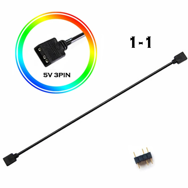 Extension Cable For Motherboard Interface 5V3PIN/12V4PIN AURA RGB 1-2/3/4 Interface Splitter Addressable D-RGB SYNC Hub JST-3Pin - Цвет лезвия: 3Pin Extender Cable