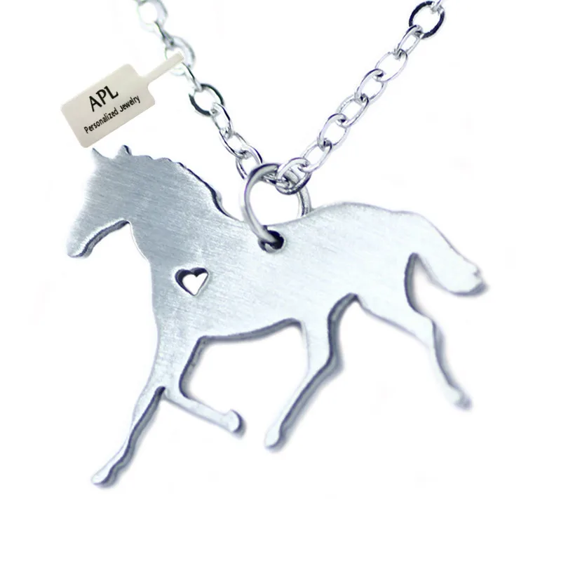 Пользовательские цепочка с конем Нержавеющая сталь ювелирные изделия, гравировка лошадь имя Pet ювелирные изделия, логотип животных цепочка с конем дропшиппинг