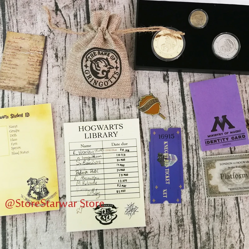 

Boxed Harri Potter Hogwart Gringotts Bank Coin KEY Collection Wizarding World Cosplay Coin & Magic Bag Toys Cartoon toys gift