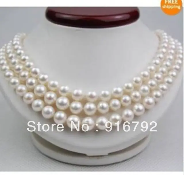 

free shipping >>>>>48''TAHITIAN AA + 9-10 mm GENUINE WHITE PEARL NECKLACE