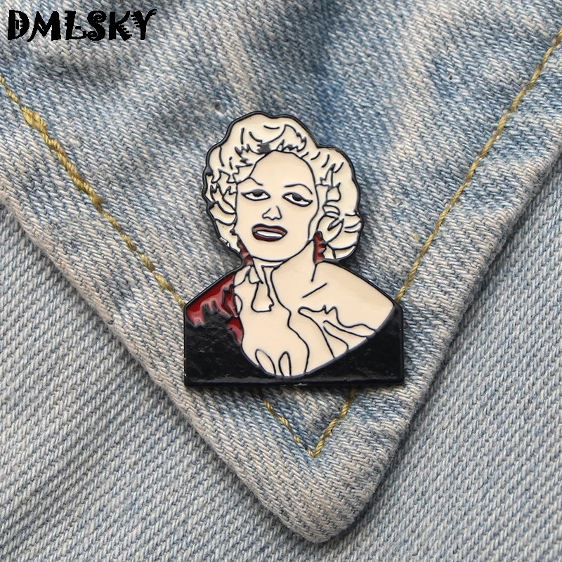 

DMLSKY Marilyn Monroe Cartoon Sexy Metal Enamel Pin Backpack Badge Clothes Brooch Tie Pin Dress Pins Jewelry M3260