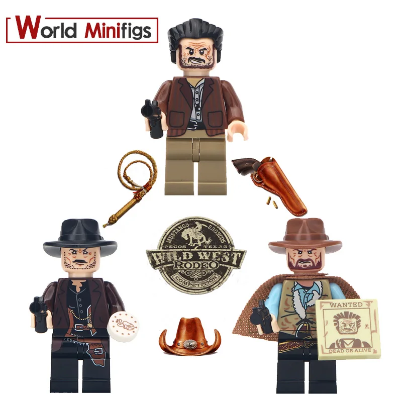 

single sale west the bad ugly good cowboy building blocks mini bricks action model watch game series girls toy for children