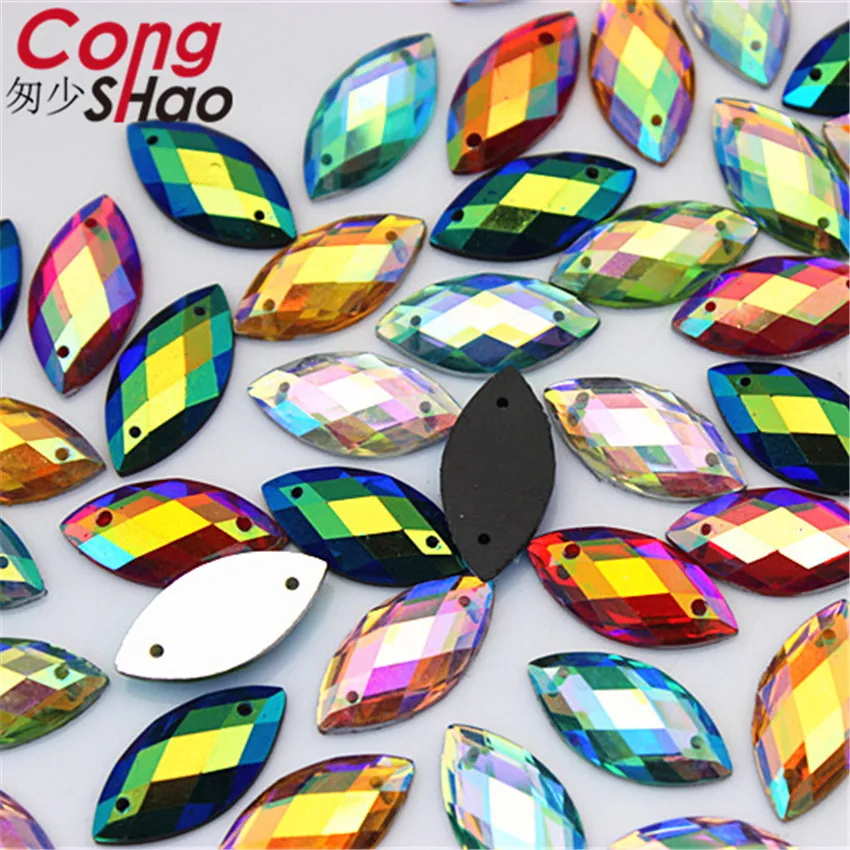 Цветные камни и кристаллы Cong Shao ZZ692 AB с конским глазом 100 шт. 9*18 мм стразы из смолы