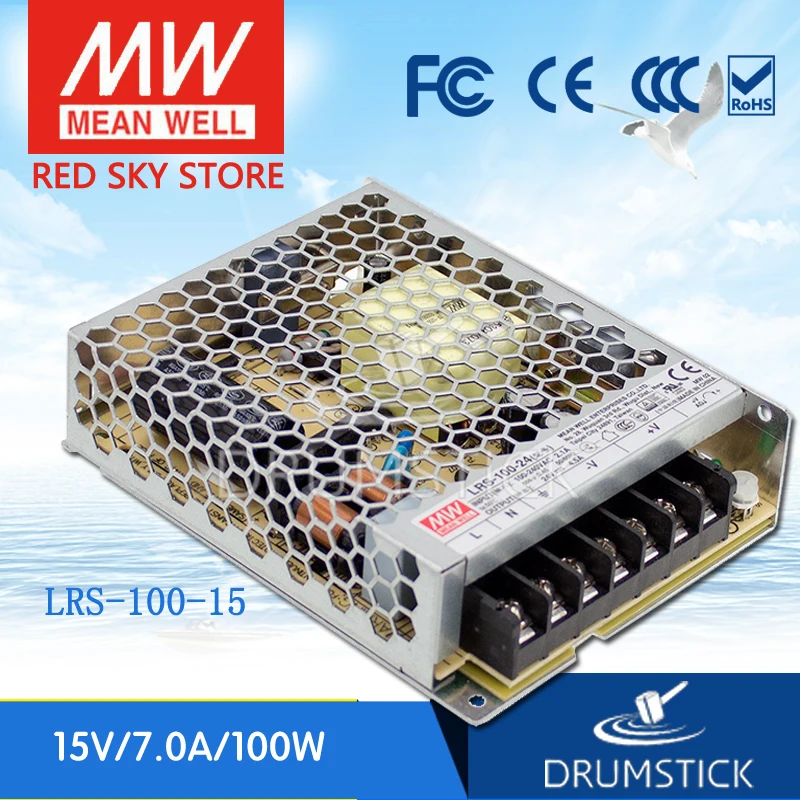 RS-100-15 Enclosed Switching AC-to-DC Power Supply Single Output 15V 0-7A 105W