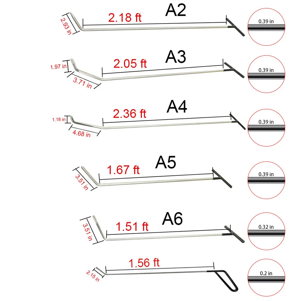 

FURUIX PDR Hook Tools Push Rods Dent Removal Tools Paintless Dent Repair Tools Car Body Repair Kit Hail Dent Removal set