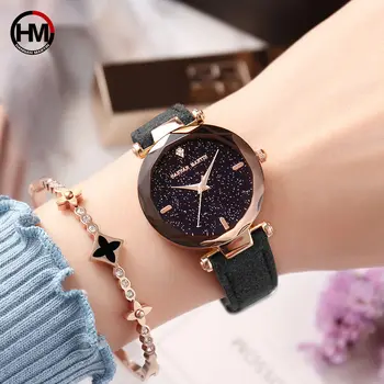 

2018 Fashion Star Dial Women Watches Luxury Golden Leather Ladies Watch Women Dress Clock Calendar relogio feminino