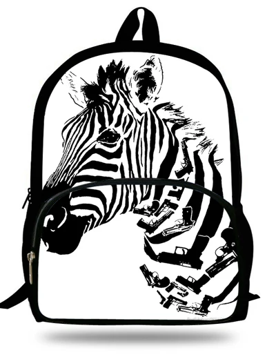 Мода 16-дюймовый животных рюкзак для подростков для мальчиков и девочек детей Школьные ранцы Mochila школьники Зебра рюкзак изображениями животных - Цвет: Черный