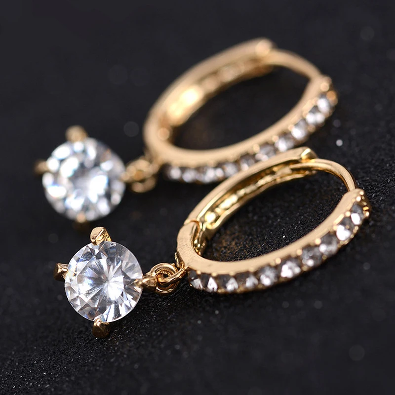 

Solid 18k Yellow Gold 1ct Center 6.5mm DF Color Moissanite Hoop Earrings for Women Wedding Anniversary Dangle Earrings