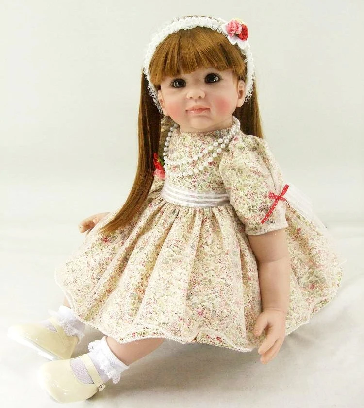 

Pursue 24"/60 cm Handmade Smile Face Soft Vinyl Silicone Reborn Toddler Princess Baby Girl Doll Toys for Children Girls Gift Toy