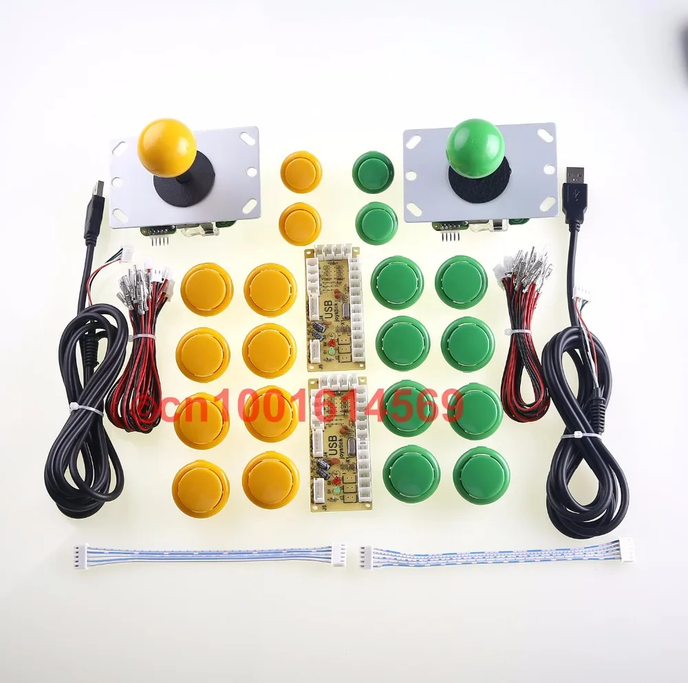 

Arcade Game DIY Parts USB PC Joystick For Mame Game DIY 2 x USB Encoder + 2 x Joystick + 20 x Arcade Push Button Yellow + Green