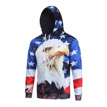 

Men Autumn Winter Printed Eagle Long Sleeve Hooded Male Hoodies Casual Fashion Blouse Tute Sportive Uomo #AA
