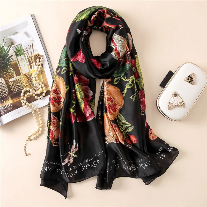 fashion spring summer women scarf silk scarves classic female shawl Foulard ladies Beach cover-ups wrap bandanna muffler pareo - Цвет: 01