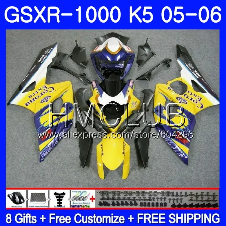 

Bodywork For SUZUKI GSXR-1000 GSXR 1000 05 06 Body 33HM.20 GSX-R1000 GSX R1000 05 06 K5 Yellow CORONA GSXR1000 2005 2006 Fairing