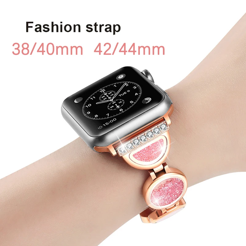 Ремешок Алмазный для Apple Watch Iwatch 4 3 2 1 Band 42 мм 44 сменный Браслет из нержавеющей