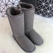 BLIVTIAE Australia Luxury Winter Knee High Sheepskin Snow Boots Natural Wool Sheep Fur Boots Women Long Classic Leather Boots