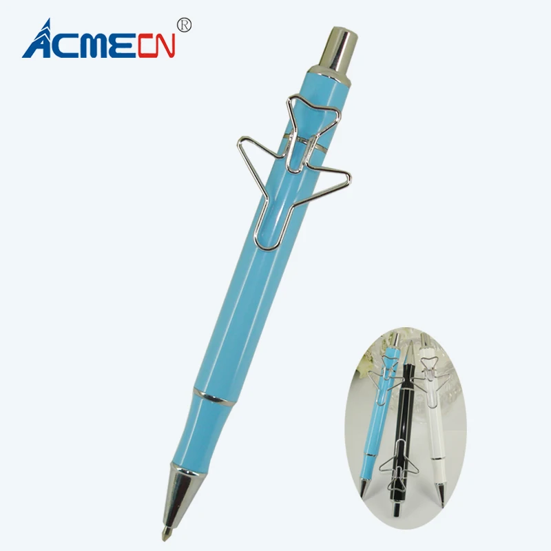 

ACMECN Unisex Metal Ball Pen with Plane Shaped Clip Click action 1.0mm Writing Point 33g Metal Heavy Ballpoint Pen for Gifts