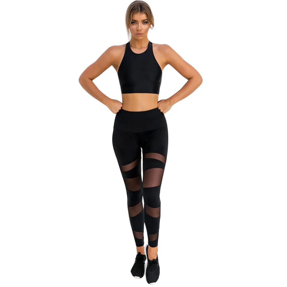 Женские черные леггинсы для упражнений, прозрачные штаны для тренировок, одежда для тренировок для женщин, Roupas fitness