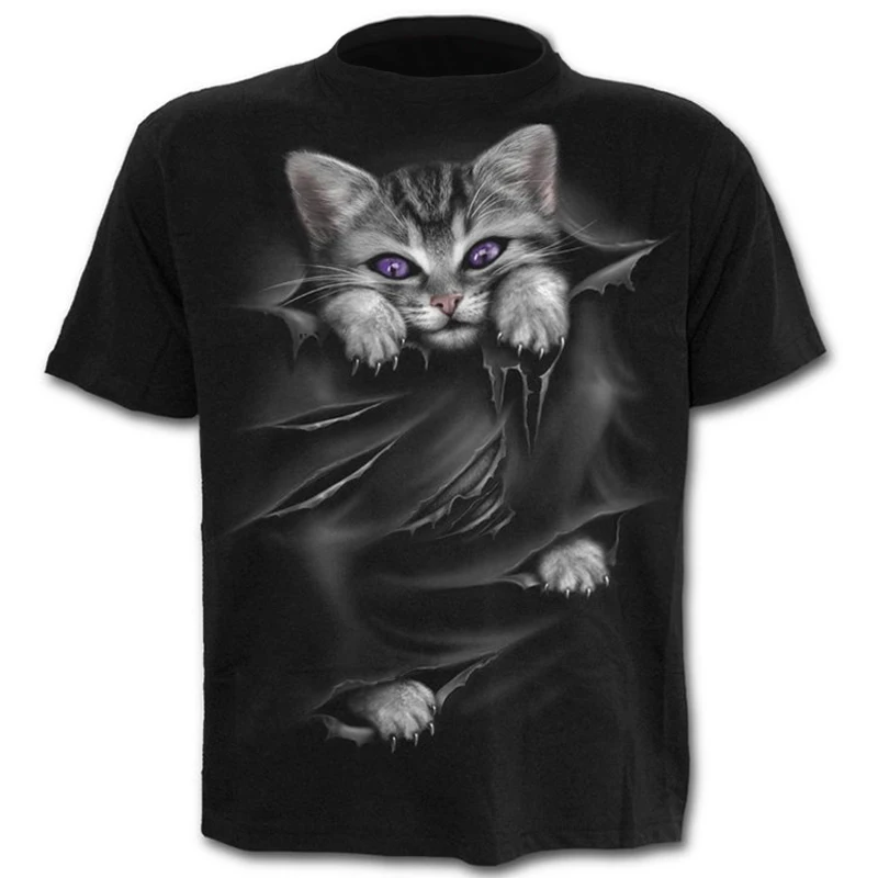 

New 3D cat Print Casual Harajuku Men Women T-Shirt Round Summer Short sleeve Funny t shirt Male shirt Top Tee Hipster Drop Ship