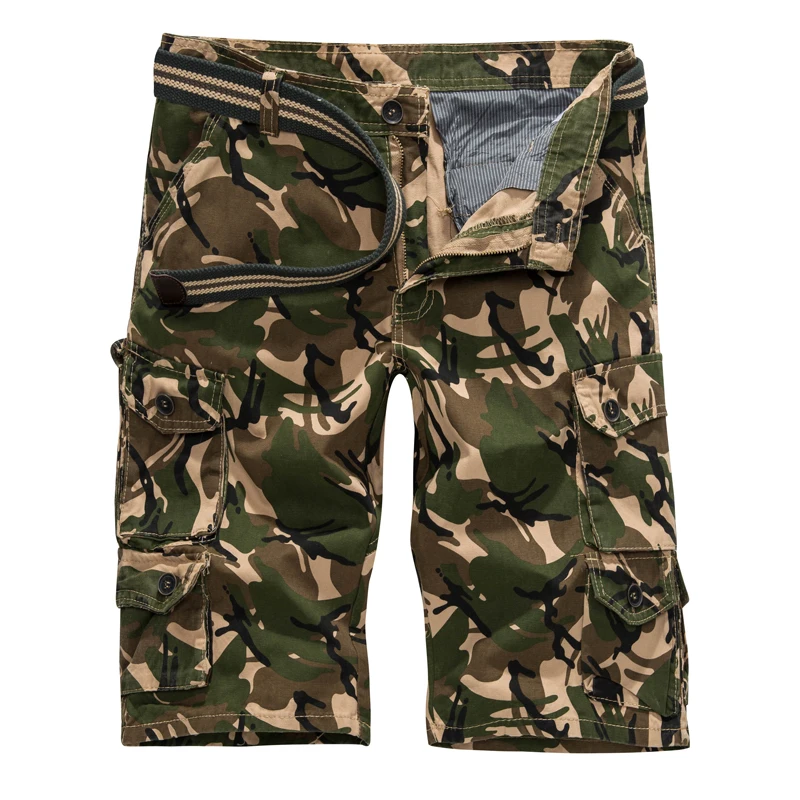 Летние мужские повседневные шорты-карго армейские мужские летние укороченные брюки свободная футболка с принтом больших размеров камуфляжные шорты мужские шорты