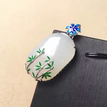 Синьцзян Хе, Тиан Ю 925 серебряная мозаика нефритовый белый yu кулон бамбук цветок в четырех джентльменов