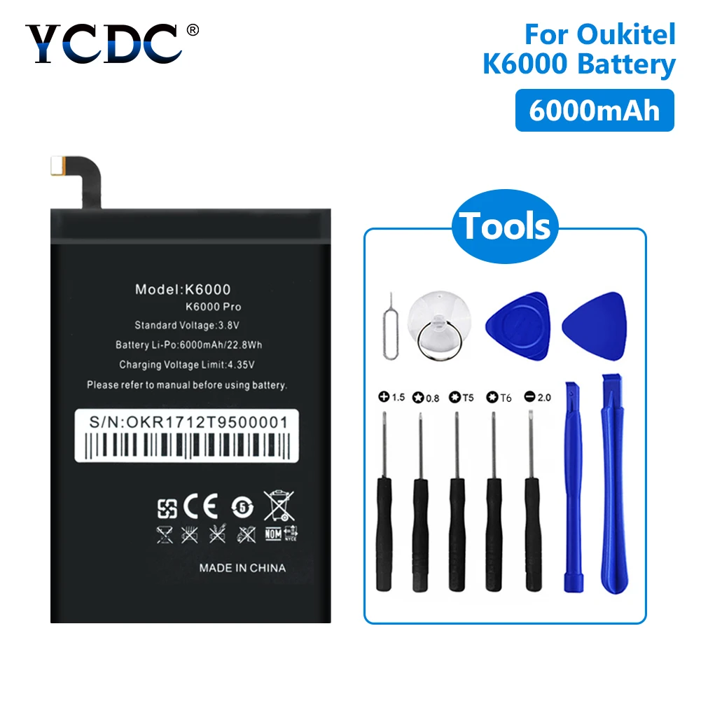 

High Quality replace Battery For Oukitel K6000 K6000 Pro DOOGEE T6 6000mAh Lithium Polymer Mobile Phone Batteries Free Tools