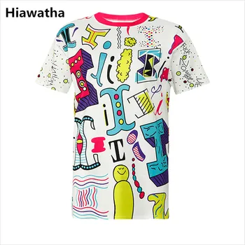 

Hiawatha Harajuku Long T Shirt Women Cartoon Letters Printed T-Shirts Summer Short Sleeve Loose Tops Tees T4347