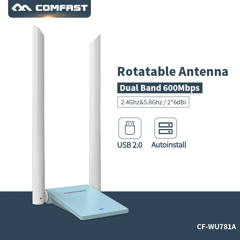 COMFAST 150M-1300M Dual Band Wifi Adapter Wireless Wifi Adapter Network Card Free Drive Wifi Antenna Long Range USB Adapter