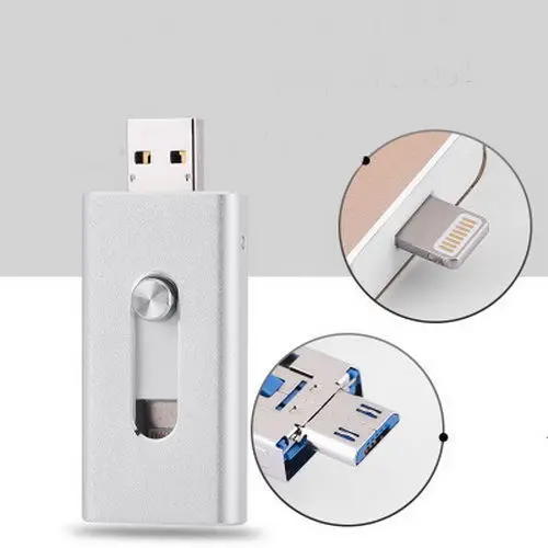 Новые 3 in1 флэш-накопитель Usb otg 64 gb Флешка 32 gb флэш-накопитель 16 gb Usb Stick 128 gb внешних накопителей для iPhone 5/5S/5c/6/7 Plus