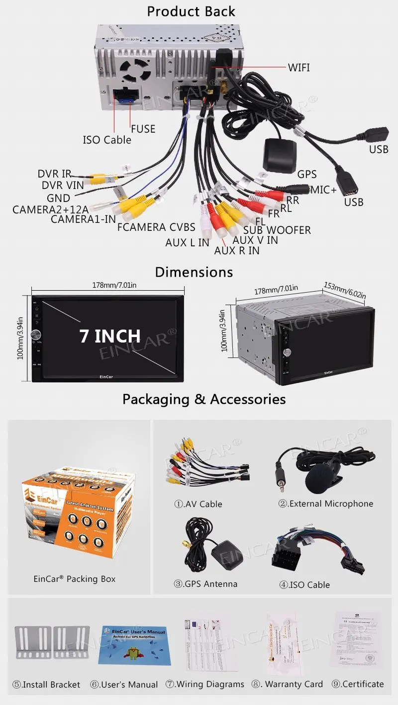 Flash Deal Android 7.1 Autoradio 2 Din Car FM Stereo Head Unit GPS Navigation Sat Nav HD Touch Screen Support USB/SD OBD 3G/4G Dual Cam-IN 5