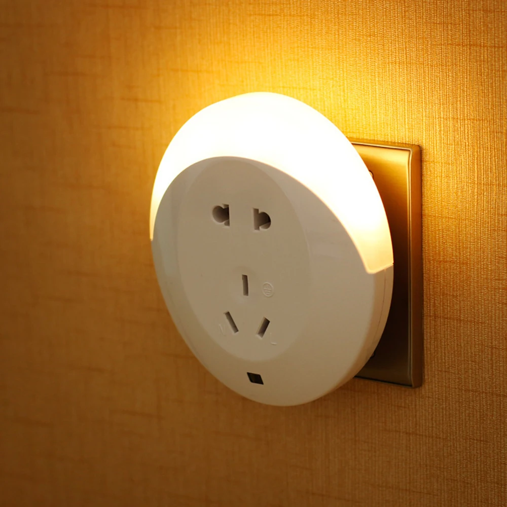 

LED Night Light Sensor Lamp Multi-function Charging Socket Light Control Plug-in Wall Lamp For Hallway Bedroom