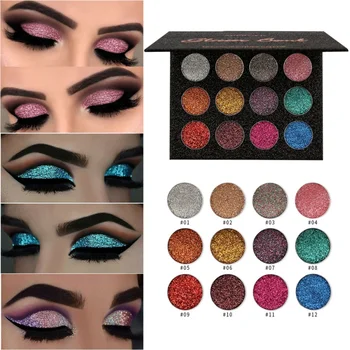 

12 Colors Diamond Glitter Eyeshadow Pallete Sexy Charming Eyes Makeup Pigment Waterproof Shimmer Eye Shadow Pressed Powder