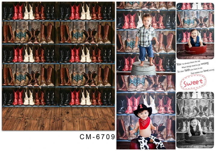 TR 7X5FT Shoes Shop Children Baby Vinyl Cloth Wood Photograph Backdrops Kids Shoe Boots Backgrounds Studio Props For Baby Shoot
