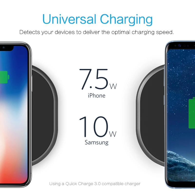 Быка Qi Беспроводной Зарядное устройство 7,5 Вт для IPhone X 8/8 Plus 10 Вт Совместимость samsung S9 S8 S7 S6 сертификацией Qi зарядного устройства, 5 Вт для всех
