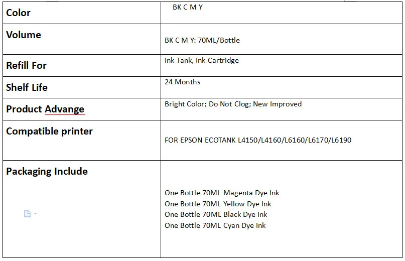 001 чернилами для принтера Epson L4150 L4160 L6160 L6170 L6190 краска для заправки чернил для принтера Epson