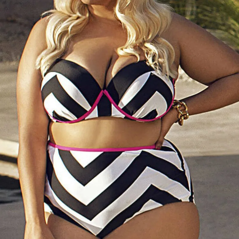 Günstig Badeanzug Plus Größe Separaten Push Up Bikinis Zwei Stücke Bikinis 2019 Schwimmen Anzug Hohe Taille Frauen Bademode Große Größe Bade anzug