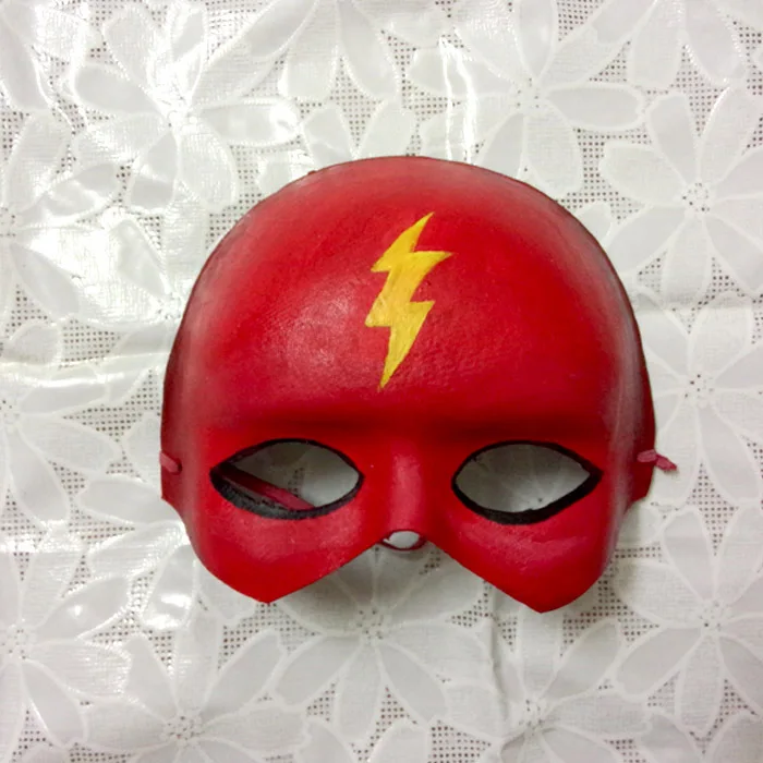 The Flash Superhero Cosplay Mask Hand Painted Half Face Red Paper Pulp