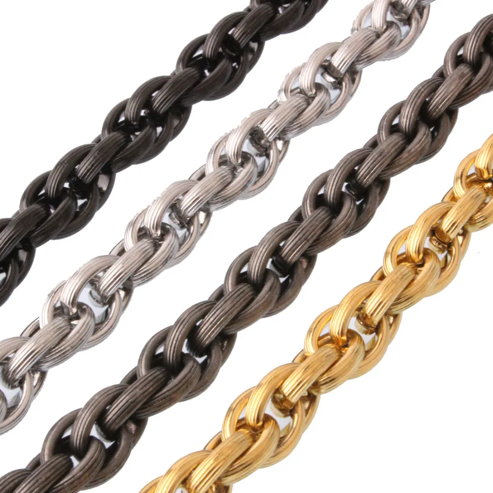 Mens Casual Style New Stainless Steel Rope Chain Bracelet Silver Gold