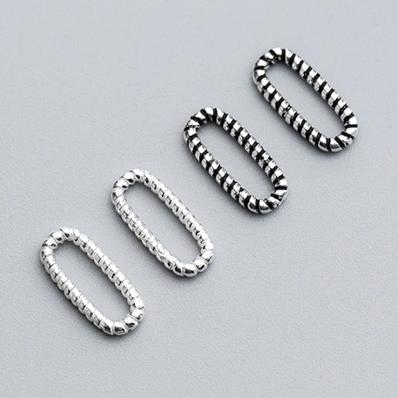 

2pcs/lot 925 Sterling Silver Thread Oval Ring Connectors Craft Fancy Circle Charms Connection DIY Necklace Bracelets Jewelry