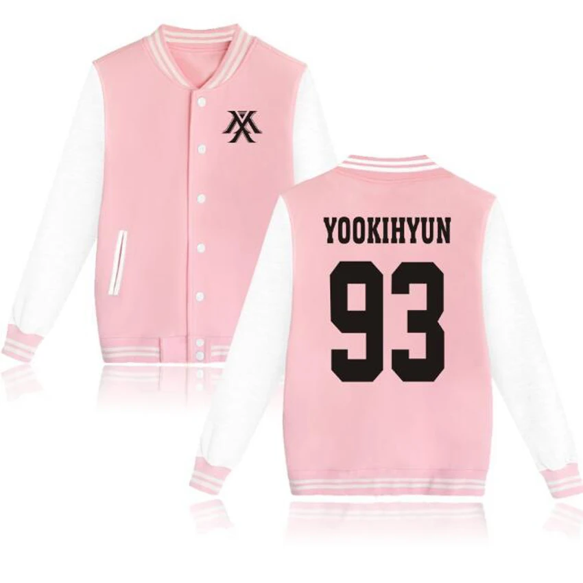 Корейская бейсбольная форма KPOP MONSTA X Album WONHO YOOKIHYUN I.M JOOHEON HYUNGWON на молнии, женские толстовки, свитшоты, K-POP одежда