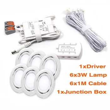 

3W*6pcs/set LED Ceiling Lights lamp Kit with LED Driver Hole-cut 60mm