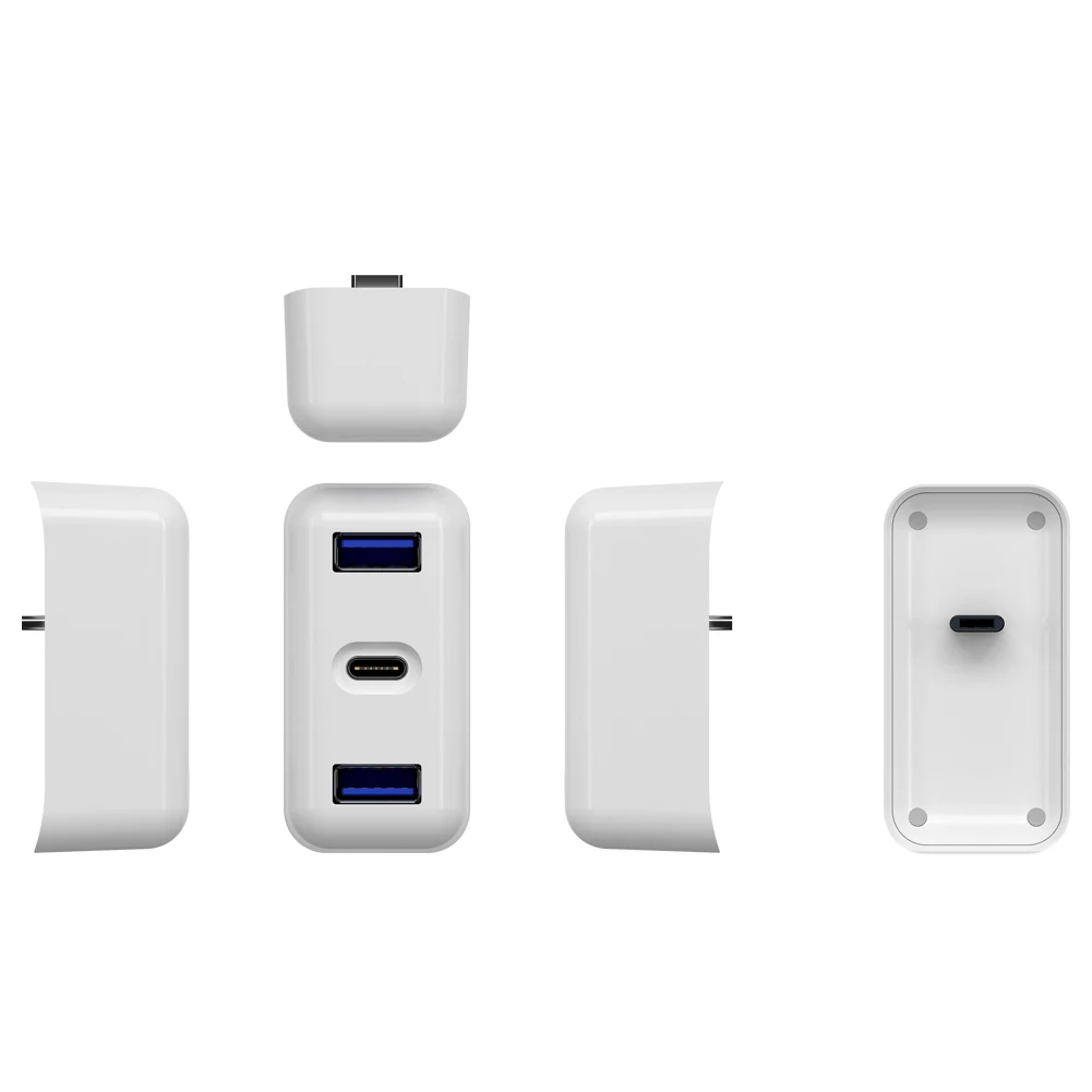 3 в 1 Зарядное устройство станции TYPE-C HUB двойной USB3.0 Мини Белый зарядка PD адаптер
