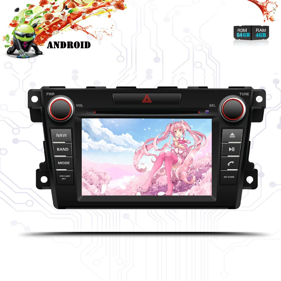 Sale 2 Din Android 9.0 Fit mazda cx-7 CX 7 CX7 Car DVD Player 8Core 4G+64G GPS Navigation IPS Screen WiFi OBD2 Steering Wheel Auto Pc 1