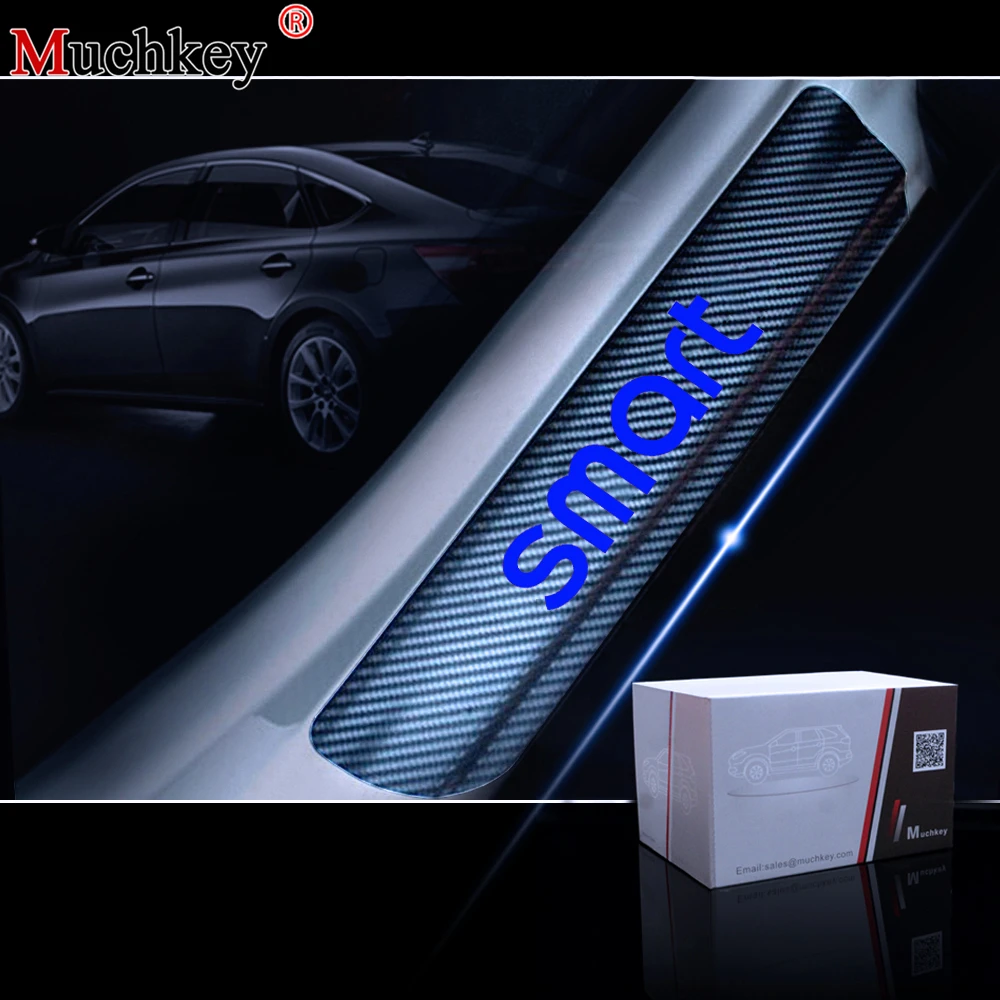 

Door Sill Protector For Smart 4D Carbon Fiber Vinyl Sticker Car Door Sill Welcome Pedal Stickers Interior Car Accessories 4Pcs