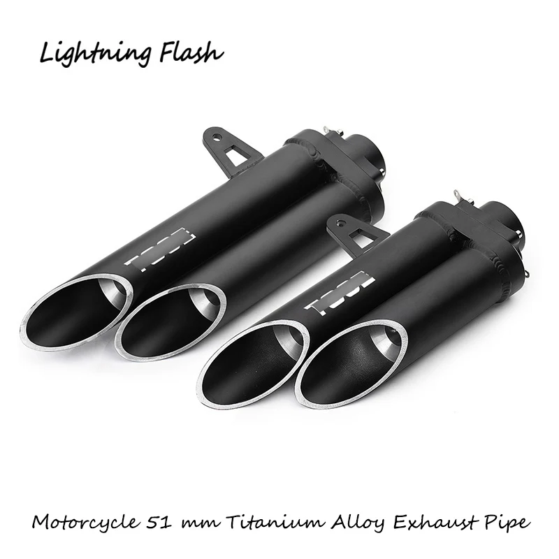 Titanium Alloy 51 mm Motorcycle Exhaust Pipe Dual outlet Tail Escape No DB Killer with Baffle