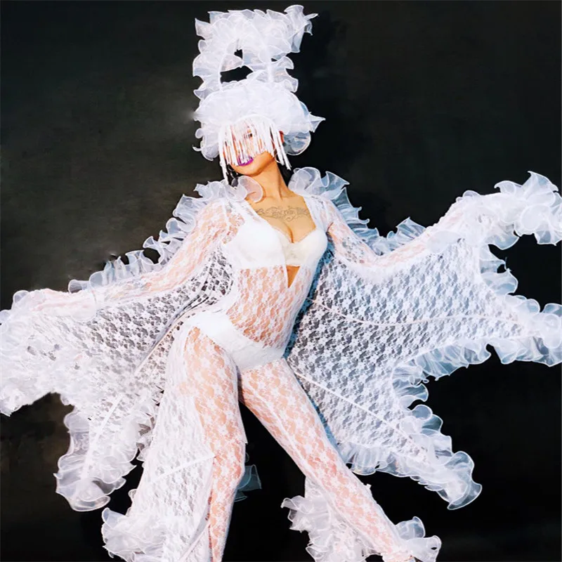 

DC31 Singer bodysuit bikini wings ballroom dance costumes outfit club women stage show dj wears dress bar performance clothe ds
