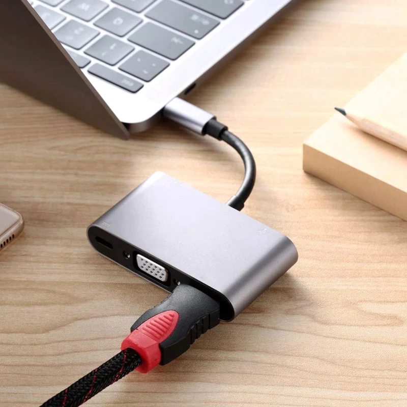 Usb-C Usb 3,1 type C к Hdmi& Vga& Usb3.0 Otg& Женский& аудио адаптер для ноутбука