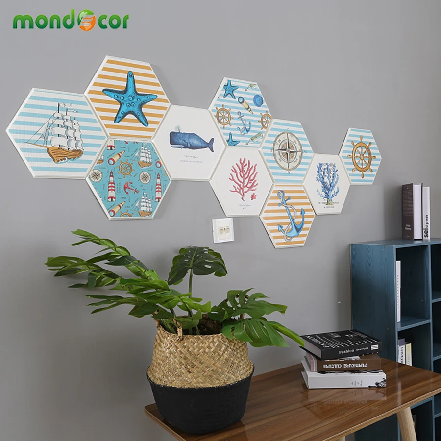 

2019 New 3D Self-adhesive Wallpapers for Living Room Study Room Modern Ocean Style Removable Contact Papers Creative Home Decor
