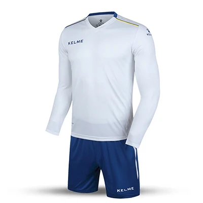 KELME, мужские футбольные майки, наборы, с длинным рукавом, Футбольная форма, Maillot De Foot, тренировочный костюм, командная спортивная одежда, Survete, Мужская футболка K16Z2004L - Цвет: WhiteBlue