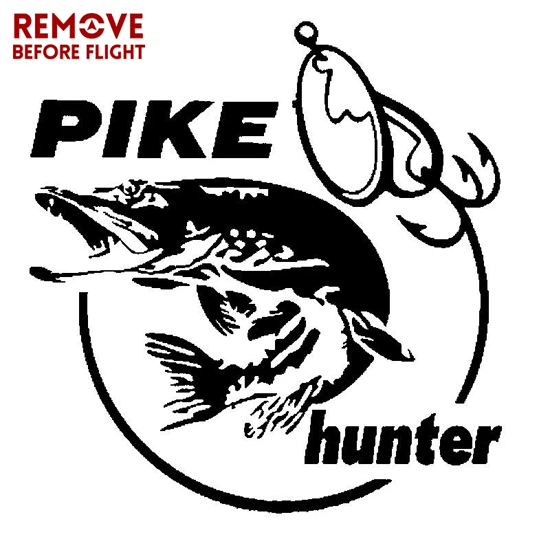 

Pike Hunter Fish Animal Car Sticker 13.3*14cm Vinyl Decal Decor Fashion Car Body Wall Decoration Creative Stickers Car Styling