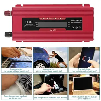 

DC 12 to AC 230V Digital Display Converter Universal Red Overload Protection Digital Sine Wave Converter Car Solar Inverter
